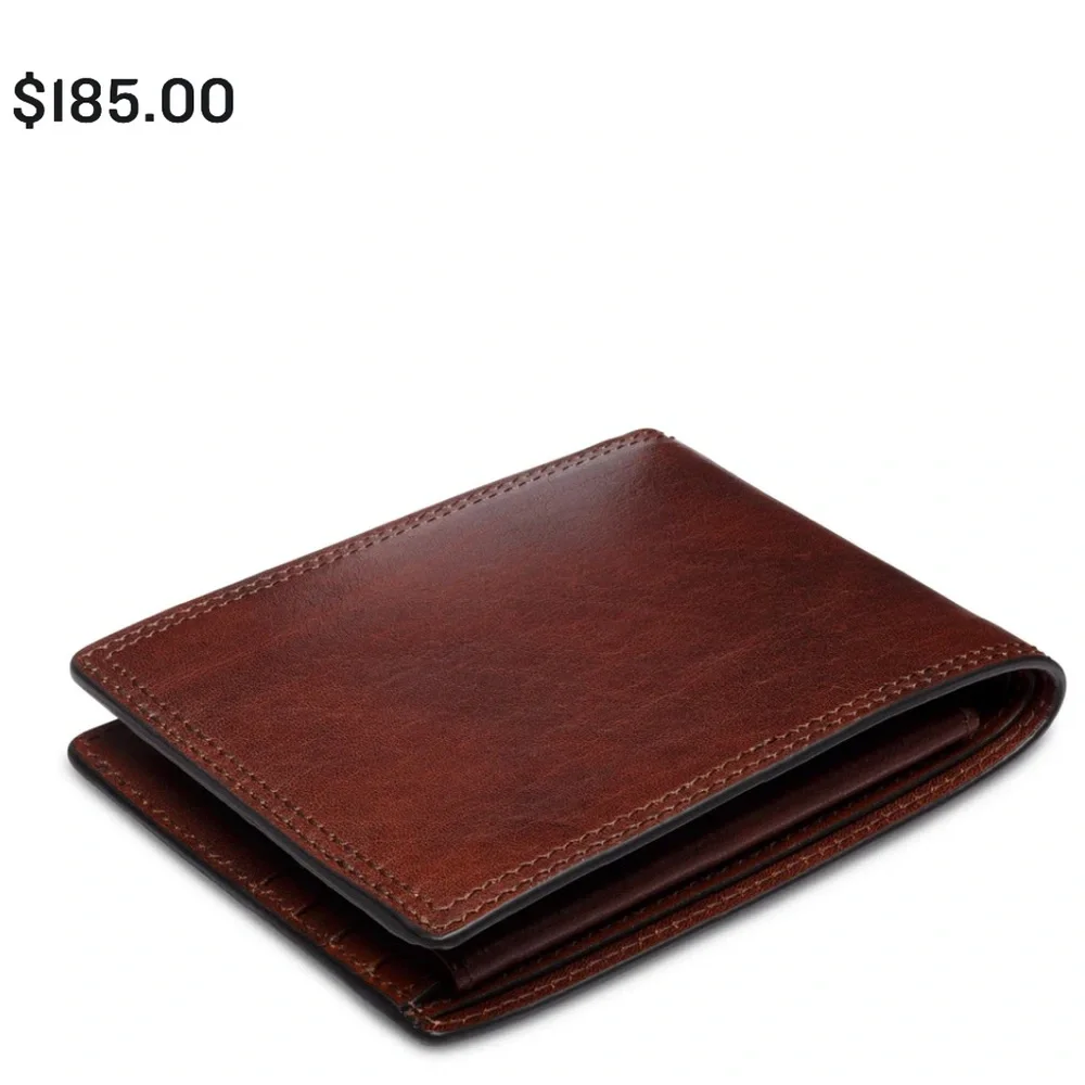 Bosca Leather Card Holde -BOSCA $185 DOLCE ITALIA Italian Made Color: Dark Brown